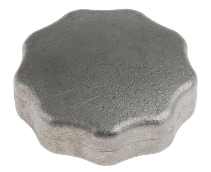 Pomo de apriete, RS PRO, Plateado, Acero inoxidable 304, M6 Múltiples Lóbulos Orificio Pasante Roscado