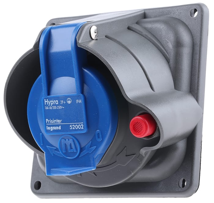 Legrand, HYPRA IP44, IP45 Blue Panel Mount 2P + E Right Angle Industrial Power Socket, Rated At 16A, 230 V