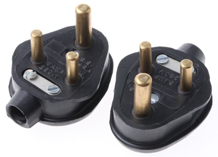 MK Electric UK Mains Connector, 5A Black, Cable Mount Rubber