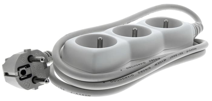Type E - French 3 Gang Extension socket, 1.5m Cable