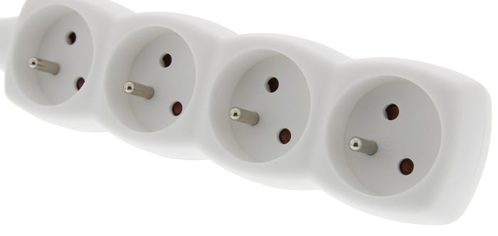 Type E - French 4 Gang Extension socket, 1.5m Cable