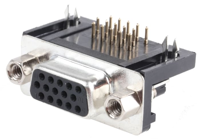 RS PRO 15 Way Right Angle Through Hole D-sub Connector Socket, 2.29mm Pitch