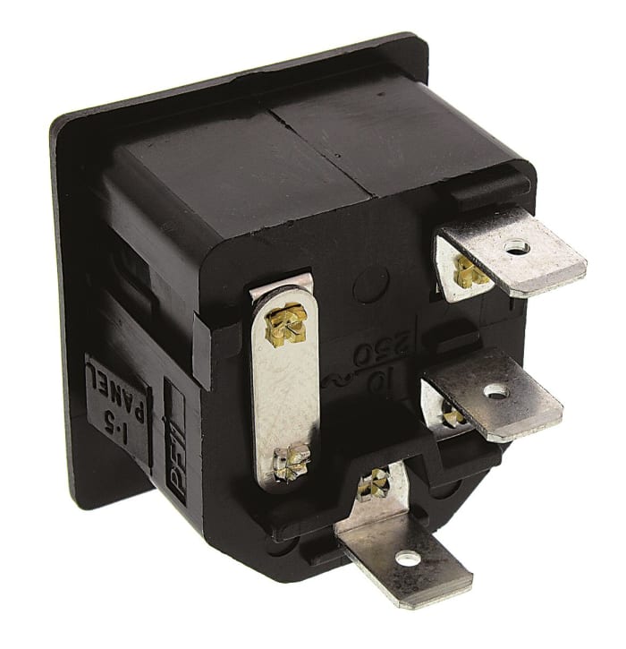 Bulgin C14 Snap-In IEC Connector Male, 10A, 250 V, Fuse Size 5 x 20mm