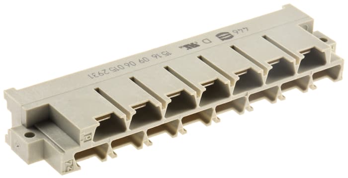 Connecteur DIN 41612 HARTING, 15 contacts Mâle, Droit sur 2 rangs, entraxe 5.08mm