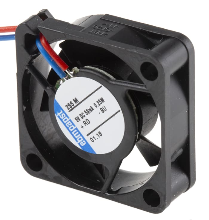 ebm-papst 250 Series Axial Fan, 5 V dc, DC Operation, 2.3m³/h, 200mW, 25 x 25 x 8mm