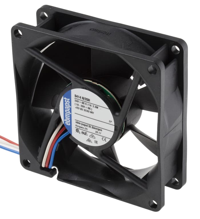 ebm-papst 8400 N Series Axial Fan, 24 V dc, DC Operation, 79m³/h, 2.8W, 80 x 80 x 25mm