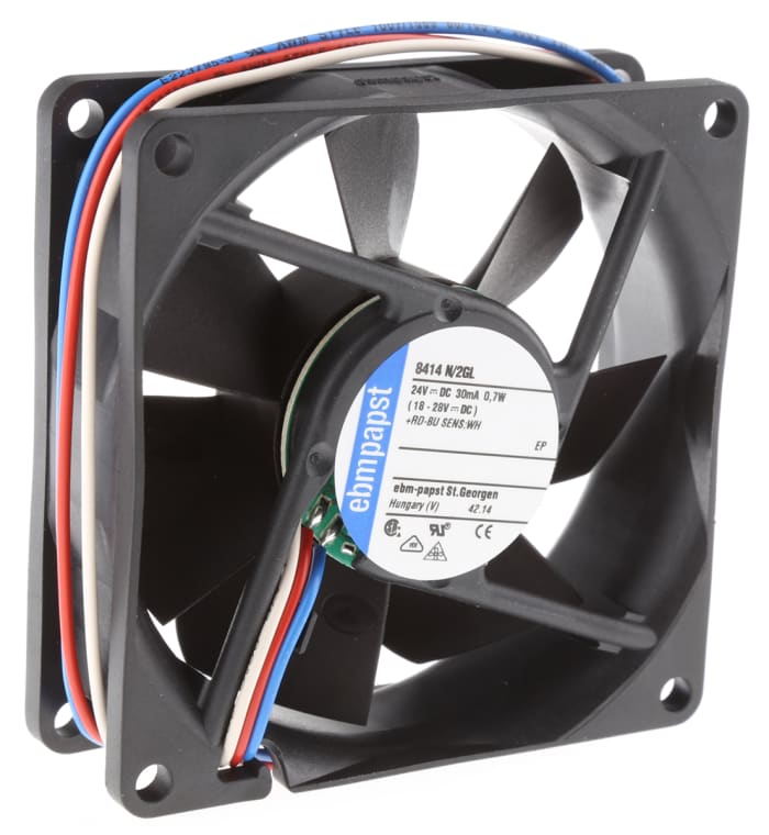 ebm-papst 8400 N Series Axial Fan, 24 V dc, DC Operation, 33m³/h, 700mW, 80 x 80 x 25mm