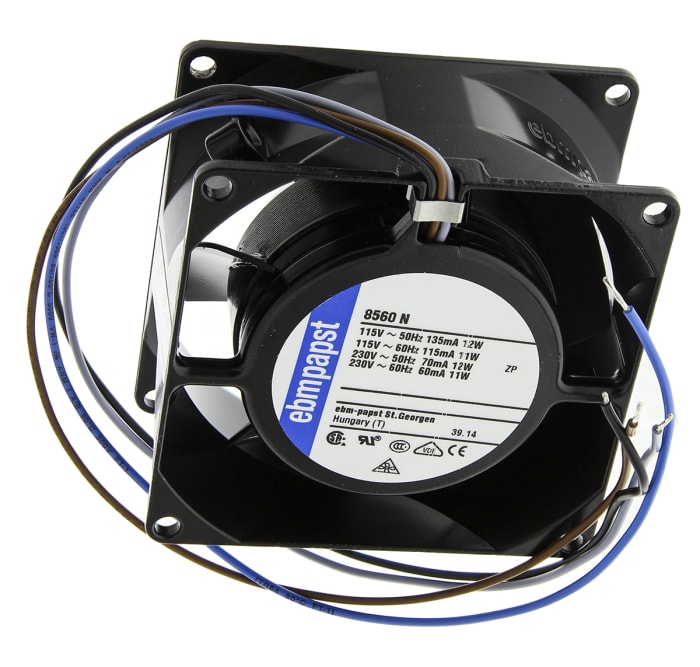 ebm-papst 8000 N Series Axial Fan, 115 V ac, 230 V ac, AC Operation, 47m³/h, 12W, 80 x 80 x 38mm