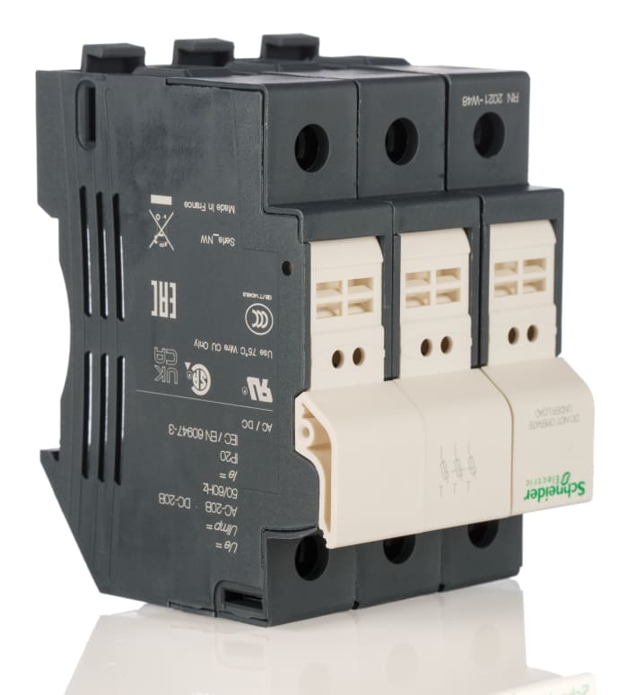 Porte-fusible monté sur rail Schneider Electric taille 10 x 38mm 32A 690V c.a. Avec Voyant