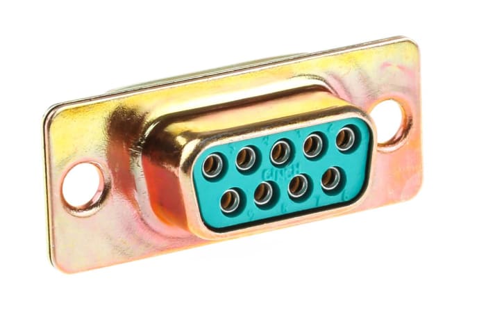 Konektor D-Sub, rozteč: 2.74mm, orientace těla: Rovný, počet kontaktů: 9, Montáž na panel, Samice Standardní E, 750 V
