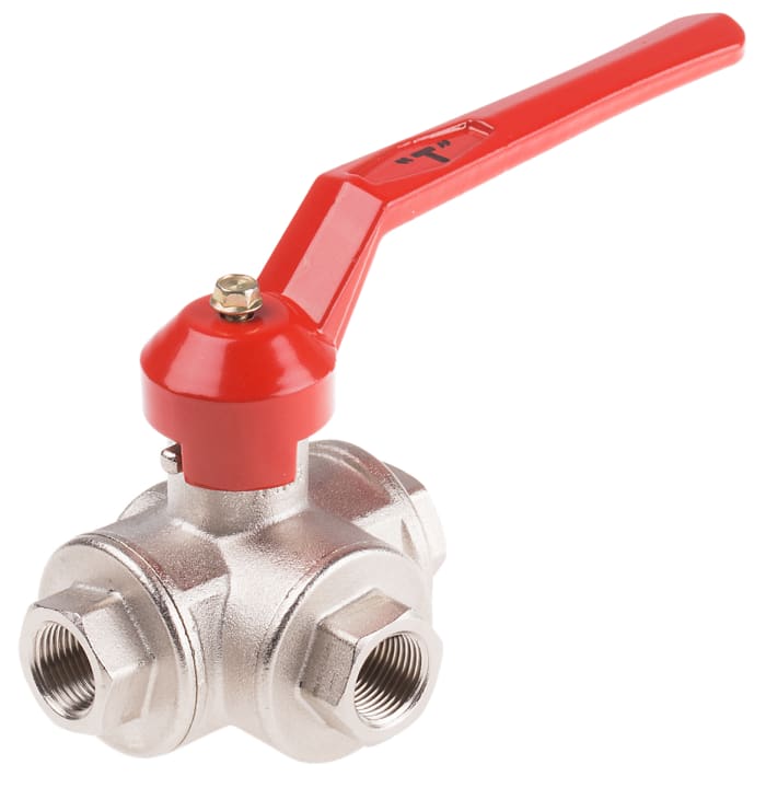 Robinet à boisseau sphérique RS PRO en Laiton, Poignée Rouge, 3/8pouce