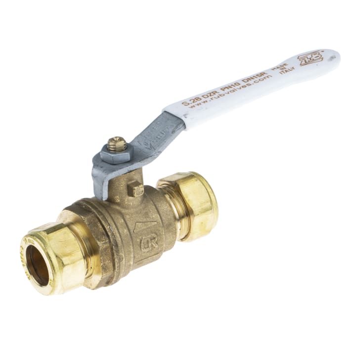 RS PRO Brass Reduced Bore, 2 Way, Ball Valve, Compression 15mm, 15mm