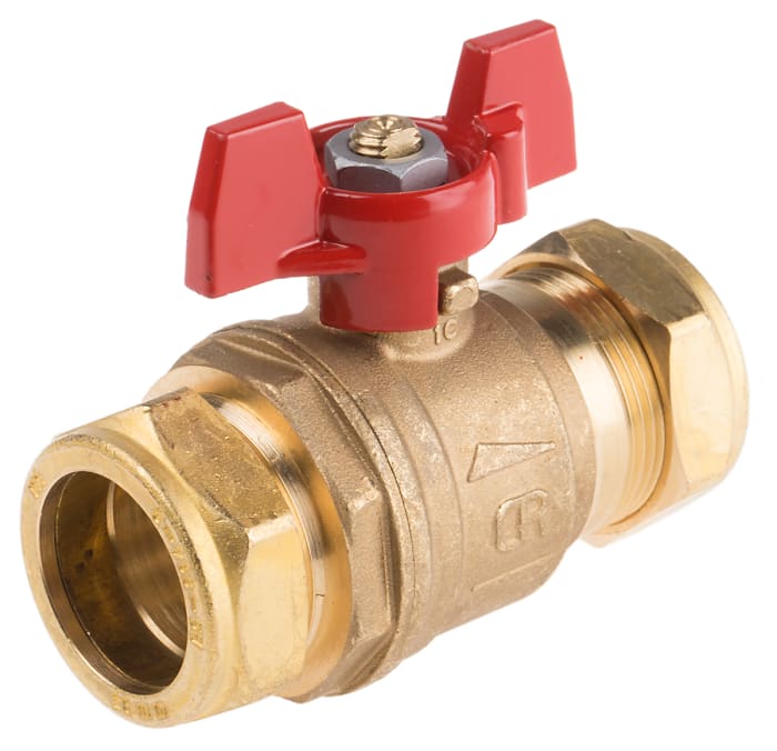 RS PRO Brass Full Bore, 2 Way, Ball Valve, Compression, BSPP 28mm, 28mm