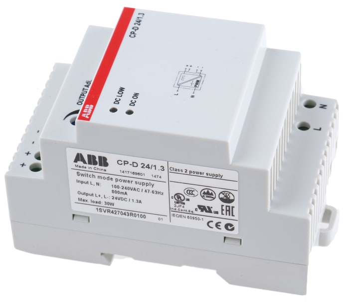Alimentation pour rail DIN ABB, série CP-D, 24V c.c.out 1.3A, 30W