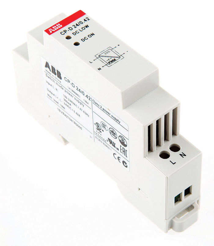 ABB CP-D Switched Mode DIN Rail Power Supply, 90 → 264 V ac / 120 → 375V dc ac, dc Input, 24V dc dc