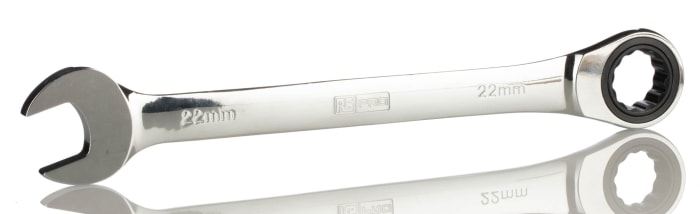 Clé mixte à cliquet RS PRO 22mm en Acier chrome vanadium