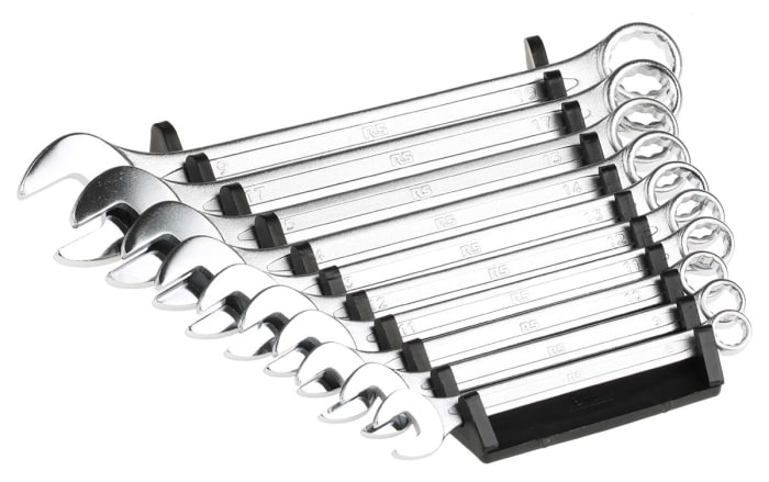 RS PRO 10-Piece Spanner Set, 8 → 19 mm, Chrome Vanadium Steel