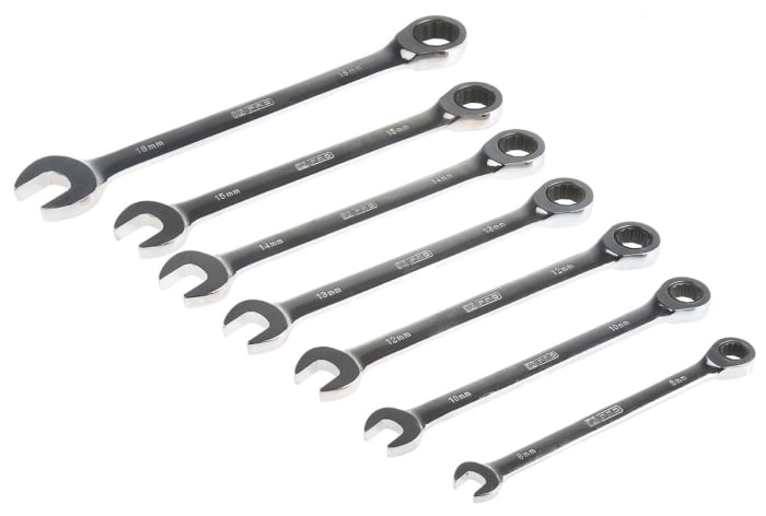 Jeu de clés RS PRO 7 pièces en Acier chrome vanadium 8 → 18 mm