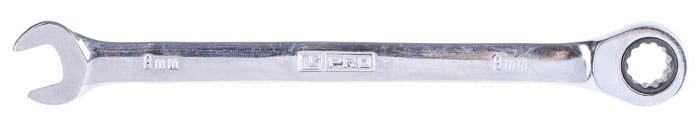RS PRO Combination Ratchet Spanner, 8mm, Metric, Double Ended