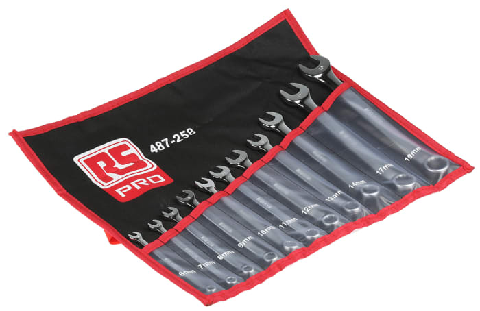 Jeu de clés RS PRO 11 pièces en Acier chrome vanadium 6 → 19 mm, 6 → 19 mm