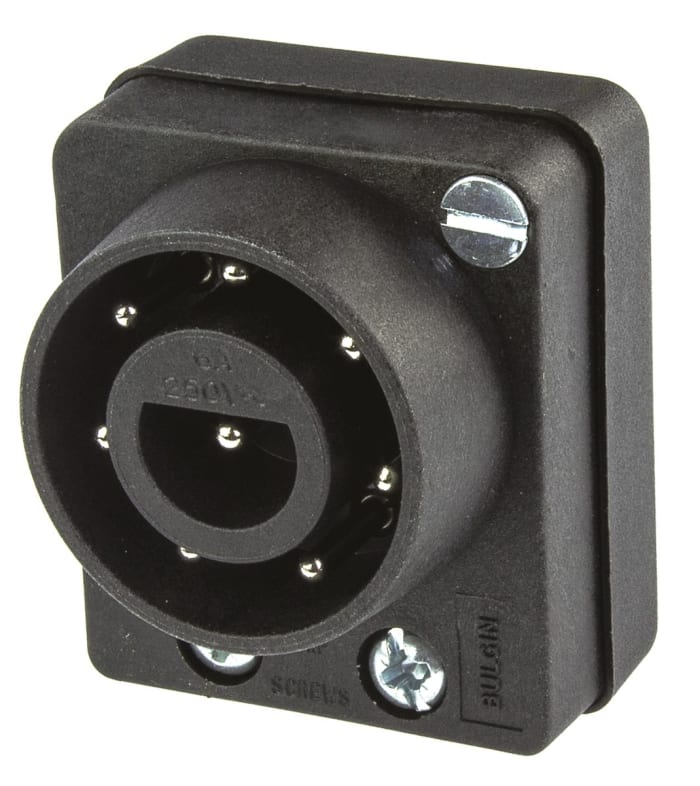 Bulgin Power Connector Cable Mount Plug, 8, Screw Down Termination, 6A, 250 V ac