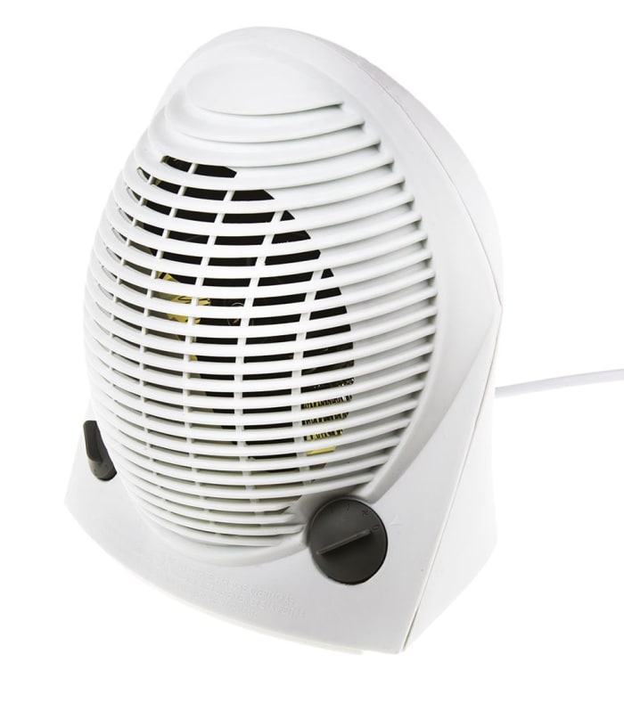 Calefactor de ventilador RS PRO con 2 niveles de potencia, 2.1kW máx., con termostato, dim. 240 x 230 x 155mm