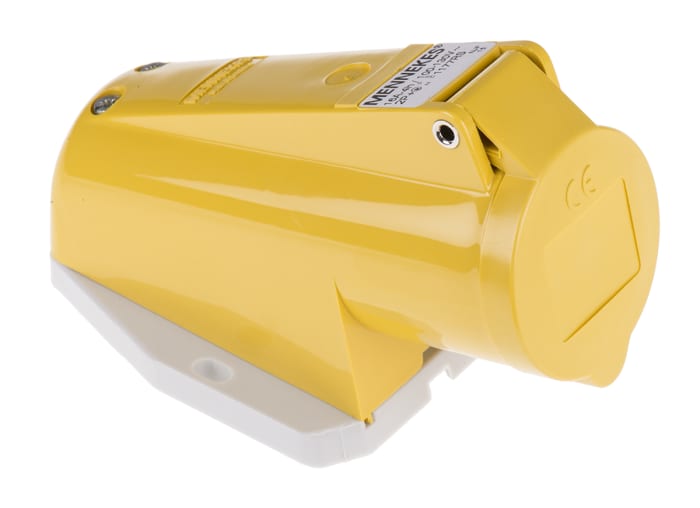 Mennekes IP44 Yellow Wall Mount 3P Right Angle Industrial Power Socket, Rated At 16A, 110 V