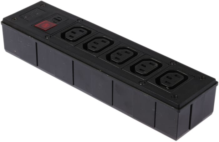 Unidad de distribución de potencia Bulgin PXD301/050/01/1, 5 conectores, No, 10A, 250 V ac PXD301 IEC C13