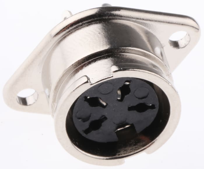 RS PRO 4 Pole Din Socket, 1 → 4A, 100 V ac, Bayonet, Female, Chassis Mount