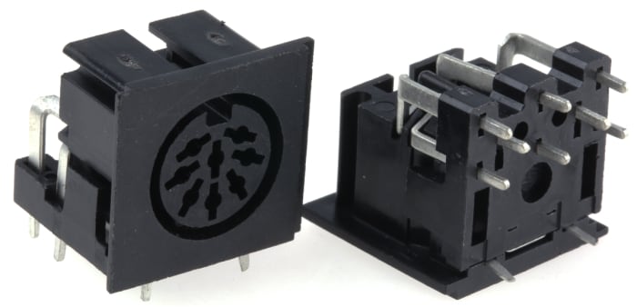 RS PRO 8 Pole Right Angle Din Socket, 2A, 100 V ac, Push-In, Female, Through Hole