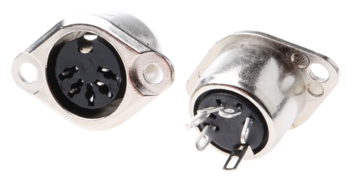 RS PRO 5 Pole Din Socket, 1A, 100 V ac, Push Lock, Female, Chassis Mount