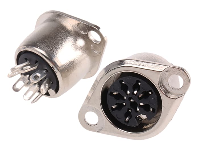 RS PRO 8 Pole Din Socket, 1A, 100 V ac, Push Lock, Female, Chassis Mount