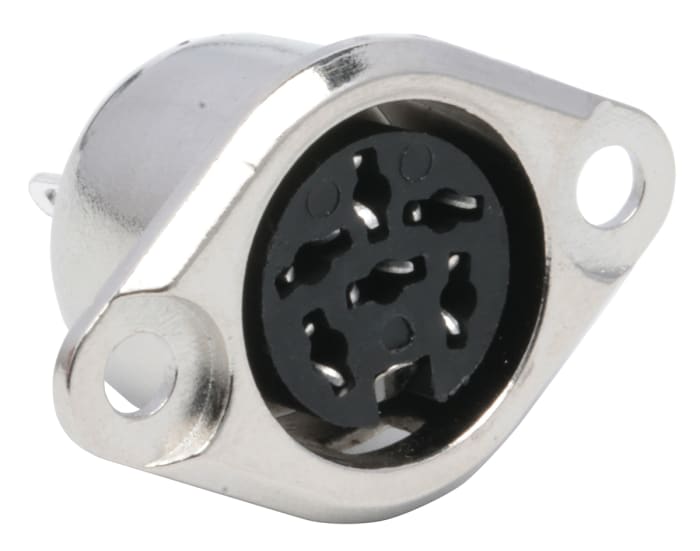 RS PRO 6 Pole Din Socket, 1A, 100 V ac, Push Lock, Female, Chassis Mount