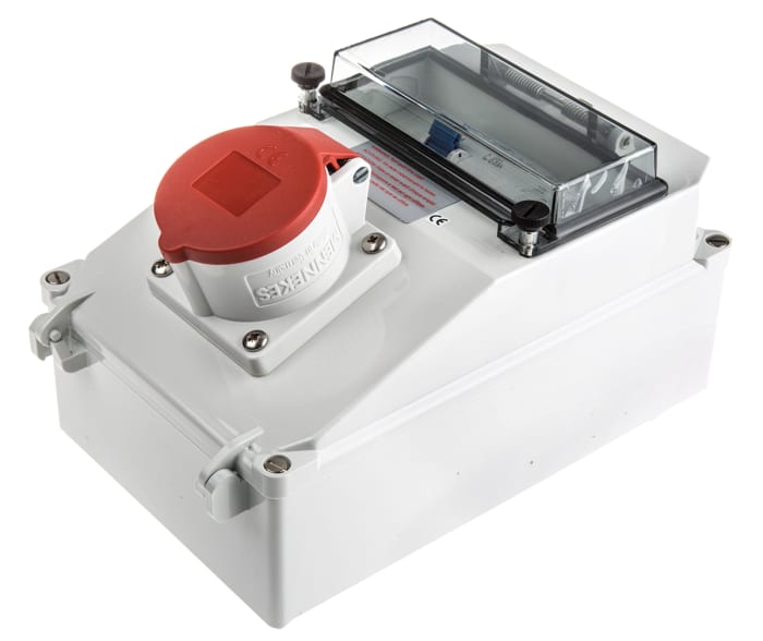 Mennekes IP44 Red DIN Rail Mount 3P+N+E RCD Industrial Power Connector Socket, Rated At 16A, 400 V
