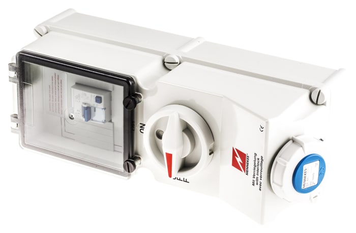 Prise électrique industrielle Mennekes 230V, 16A, 2+E pôles, Bleu, Commuté, IP67