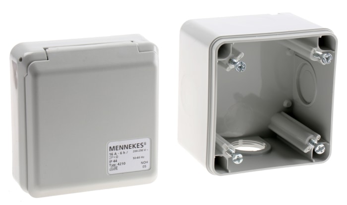 MENNEKES IP44 Grey Wall Mount 3P Socket, Rated At 16A, 230 V
