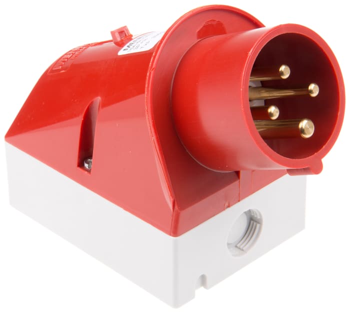 MENNEKES IP44 Red Wall Mount 4P 25 ° Industrial Power Plug, Rated At 16A, 400 V