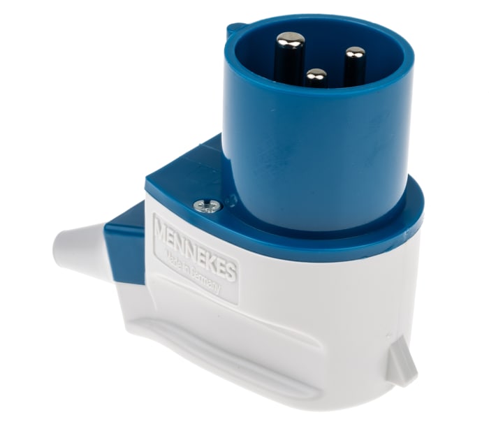 Mennekes Endüstriyel Fiş / Priz, Fiş, 2P+E, 230 V, 16A, Kablo Ucuna Monte, Mavi, IP44