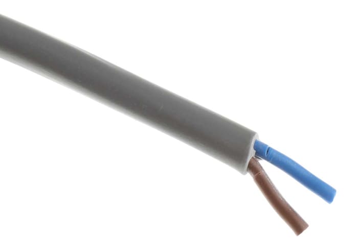 Cable de alimentación 3182Y H05VV-F RS PRO de 2 núcleos, 0.75 mm², Ø ext. 7.2mm, long. 100m, 500 V / 6 A, funda de PVC,