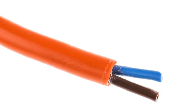 RS PRO, 2 Damarlı Elektrik (Şebeke) Kablosu Turuncu, 3182Y, Kesit: 0,75 mm², PVC Kılıflı