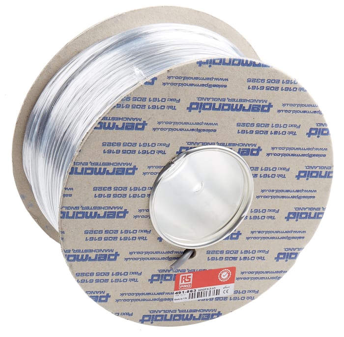 Cable de alimentación 2182Y H03VV-F RS PRO de 2 núcleos, 0.5 mm², Ø ext. 5.9mm, long. 100m, 300 V / 3 A, funda de PVC,