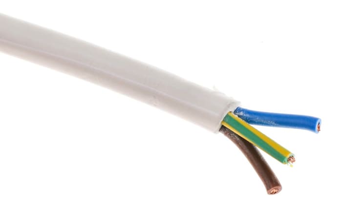 RS PRO, 2183Y, 50m 3 Core, White PVC Power Cable +70°C