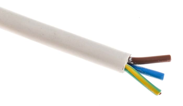Cable de alimentación 3183Y H05VV-F RS PRO de 3 núcleos, 1 mm², Ø ext. 7.1mm, long. 100m, 500 V / 10 A, funda de PVC,