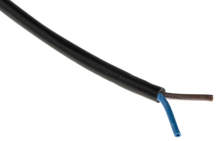 Cable de alimentación 2182Y H03VV-F RS PRO de 2 núcleos, 0.75 mm², Ø ext. 6.3mm, long. 100m, 300 V / 6 A, funda de PVC,
