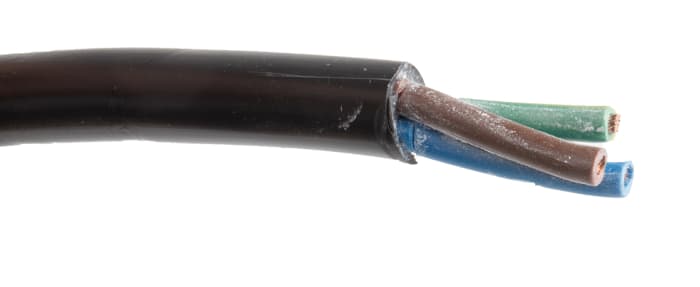 Cable de alimentación 3183Y H05VV-F RS PRO de 3 núcleos, 1,5 mm², Ø ext. 9.4mm, long. 100m, 500 V / 15 A, funda de PVC,