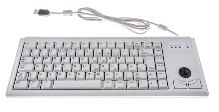 Clavier avec trackball Filaire USB Compact, QWERTY (UK) Gris