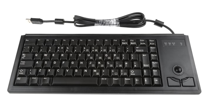 Clavier avec trackball Filaire USB Compact, QWERTY (UK) Noir