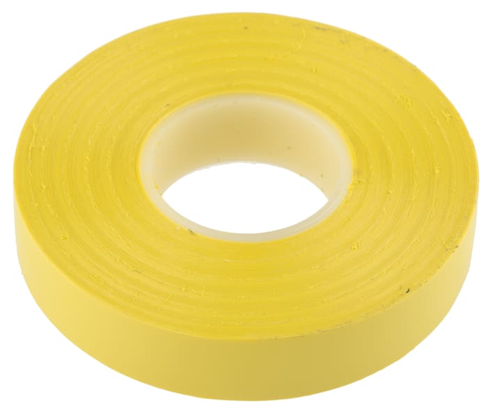 Cinta aislante de PVC Advance Tapes AT7 de color Amarillo, 12mm x 20m, grosor 0.13mm