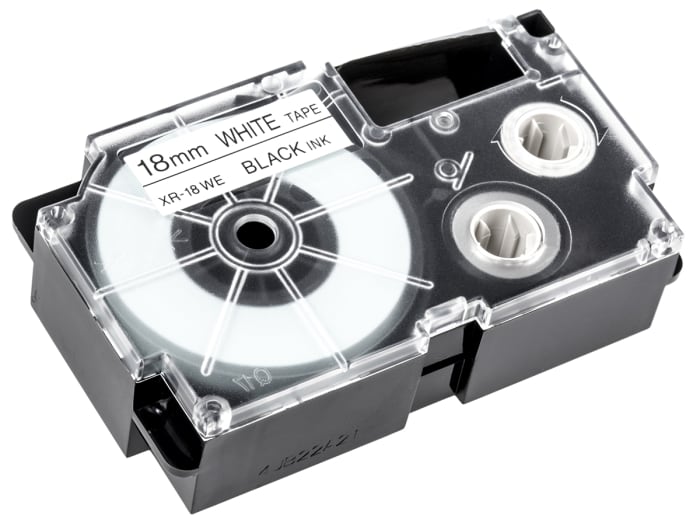 Ruban pour étiqueteuse Casio 8 m x 18 mm Noir sur Blanc