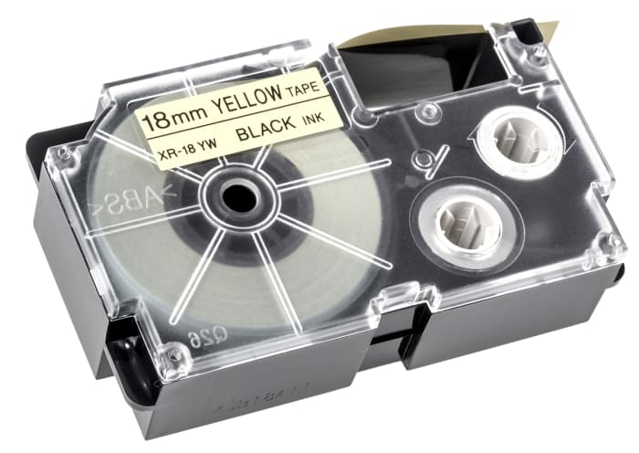 Casio Black on Yellow Label Printer Tape, 8 m Length, 18 mm Width